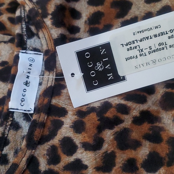 NWT Coco & Main Leopard tie front top Size Large - Picture 4 of 6